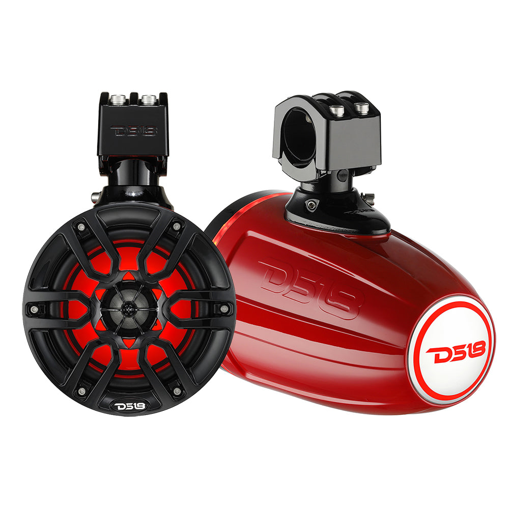 DS18 X Series HYDRO 65 Wakeboard Pod Tower Speakers wRGB LED Light 300W Red NXLX6TPRD